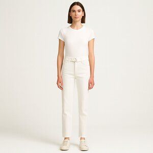 NWT 7 For All Mankind Straight Leg White Jeans Size 24